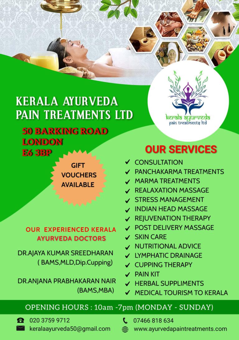 Kerala Ayurveda Pain Treatments Barking Rd London Health Fitness London 2 768x1090