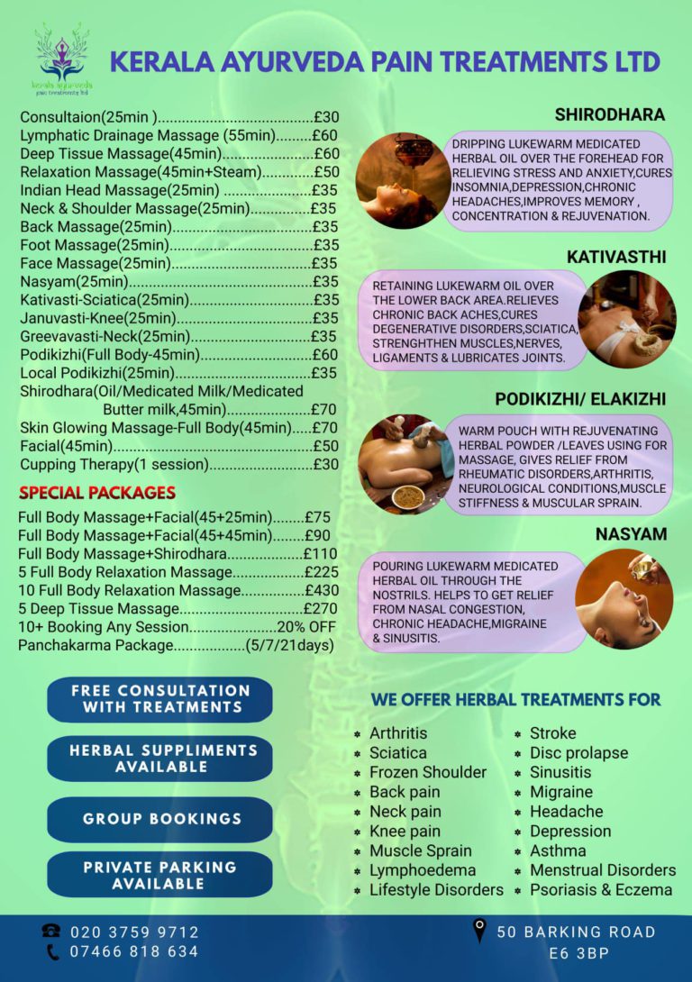 Kerala Ayurveda Pain Treatments Barking Rd London Health Fitness London 3 768x1090
